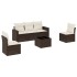Set sofás de jardín 6 piezas y cojines ratán sintético