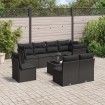 Set de sofás de jardín 8 piezas y cojines ratán sintético negro