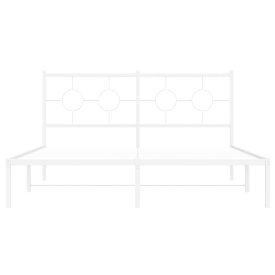 Estructura cama sin colchón con cabecero metal blanco