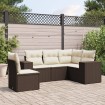 Set comedor de jardín 5 piezas y cojines ratán sintético marrón