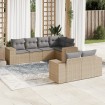 Set sofás de jardín 7 piezas y cojines ratán sintético beige