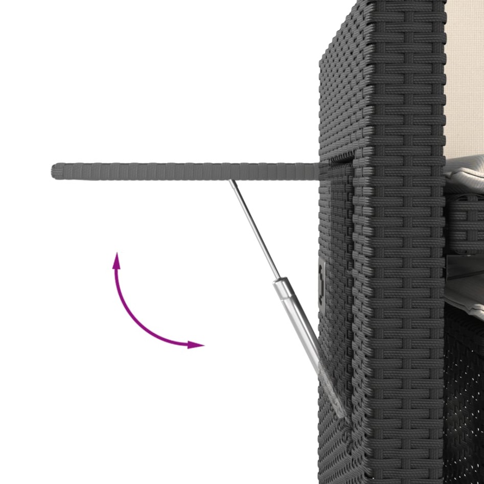 Sillón reclinable de jardín con cojines ratán sintético