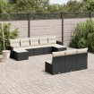 Set de sofás de jardín 10 pzas cojines ratán sintético negro