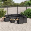 Set de sofás de jardín 8 piezas y cojines ratán sintético negro