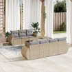 Juego de sofás de jardín con cojines beige 8 pzas ratán PE