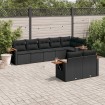 Set de sofás de jardín 8 piezas y cojines ratán sintético negro
