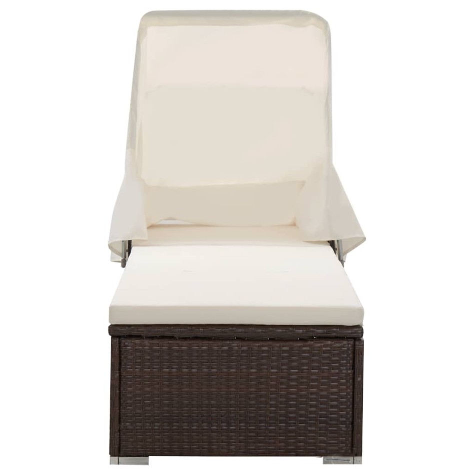 Tumbona con capota y cojines ratán sintético