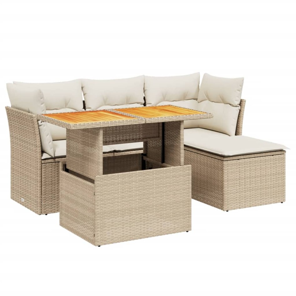 Juego de sofás jardín con cojines 6 pzas ratán sintético