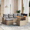 Set sofás de jardín 7 piezas y cojines ratán sintético beige