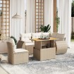 Juego de sofás jardín con cojines 6 pzas ratán sintético beige
