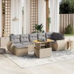 Juego de sofás de jardín con cojines beige 8 pzas ratán PE