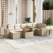 Juego de sofás de jardín con cojines beige 8 pzas ratán PE