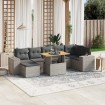 Set de sofás de jardín 8 pzas y cojines ratán sintético gris