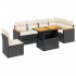 Set de comedor de jardín 7 pzas y cojines ratán sintético