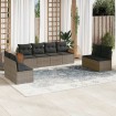 Set de sofás de jardín 8 pzas y cojines ratán sintético gris