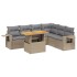 Set sofás de jardín 7 piezas y cojines ratán sintético