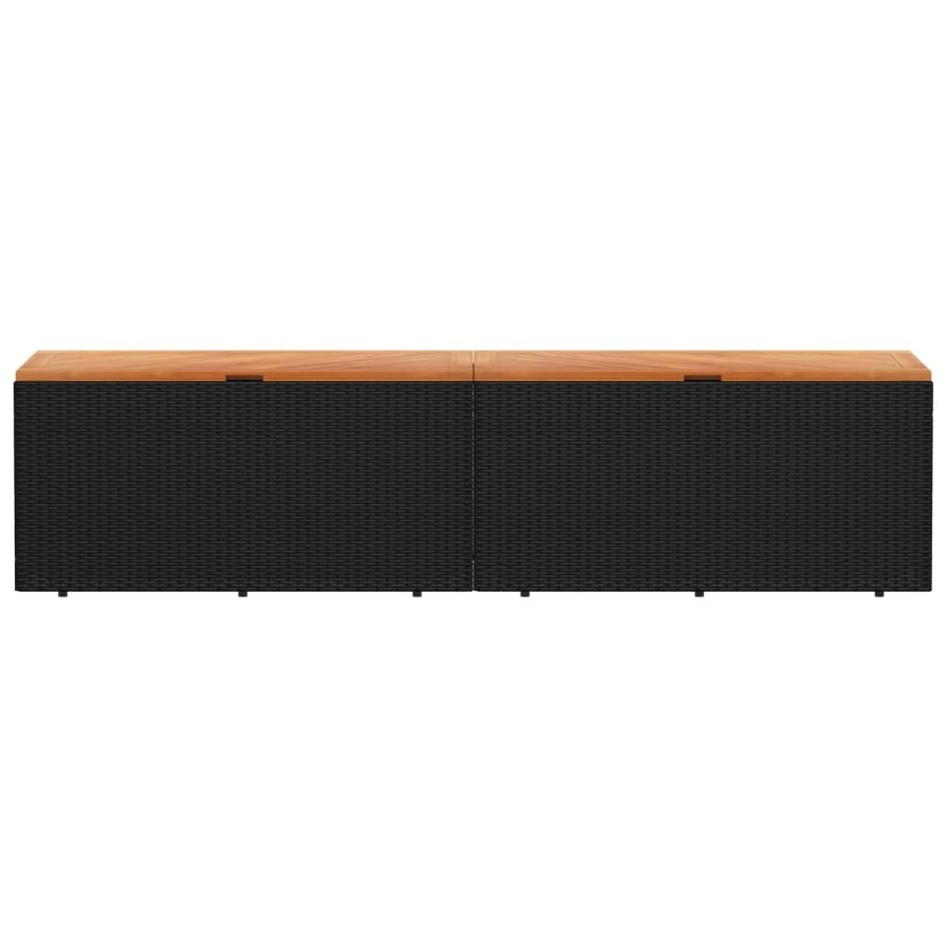 Caja de almacenaje jardín madera acacia ratán negro