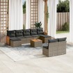 Set de sofás de jardín 10 pzas con cojines ratán sintético gris