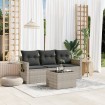 Set de sofás de jardín 4 pzas y cojines ratán sintético gris