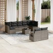 Set de sofás de jardín 10 pzas con cojines ratán sintético gris