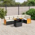 Set de comedor de jardín 7 pzas y cojines ratán sintético