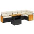 Set de comedor de jardín 7 pzas y cojines ratán sintético