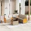 Set sofás de jardín 7 piezas y cojines ratán sintético beige