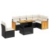 Set de comedor de jardín 7 pzas y cojines ratán sintético
