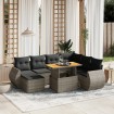 Set de sofás de jardín 8 pzas y cojines ratán sintético gris