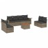 Set de muebles de jardín 9 pzas y cojines ratán sintético