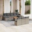 Set de sofás de jardín 11 pzas y cojines ratán sintético gris