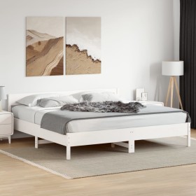 Cama sin colchón madera maciza de pino blanca 180x200