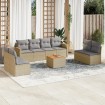 Juego de sofás jardín con cojines beige mezcla 9 pzas ratán PE