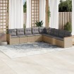 Juego de sofás jardín con cojines beige mezcla 9 pzas ratán PE
