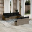 Set de sofás de jardín 10 pzas con cojines ratán sintético gris