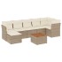 Juego de sofás de jardín con cojines beige 8 pzas ratán