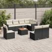 Set de sofás de jardín 8 piezas y cojines ratán sintético negro