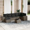 Set de sofás de jardín 8 pzas y cojines ratán sintético gris