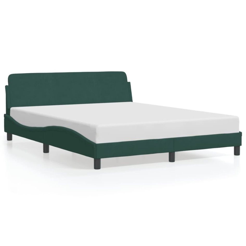 Estructura cama sin colchón terciopelo verde oscuro 160x200
