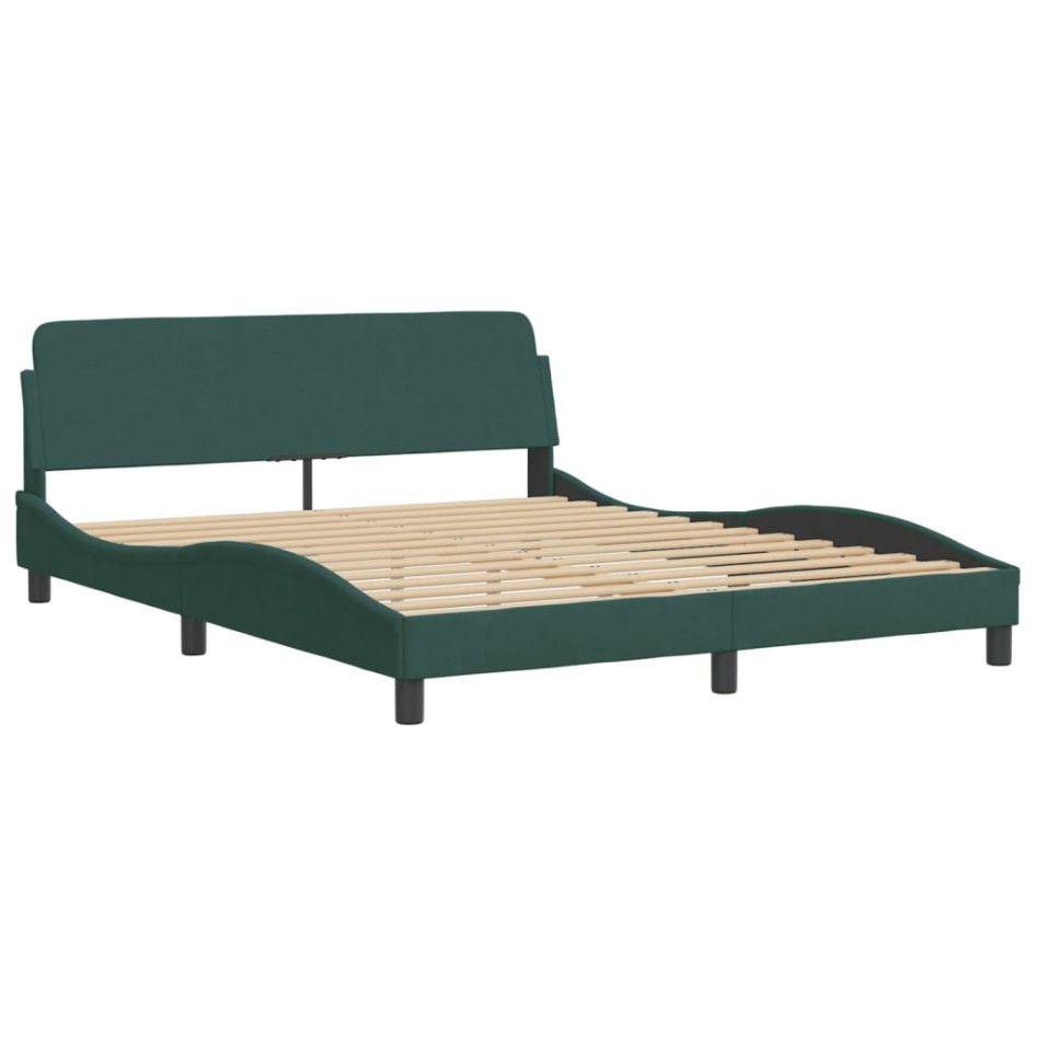Estructura cama sin colchón terciopelo verde oscuro 160x200