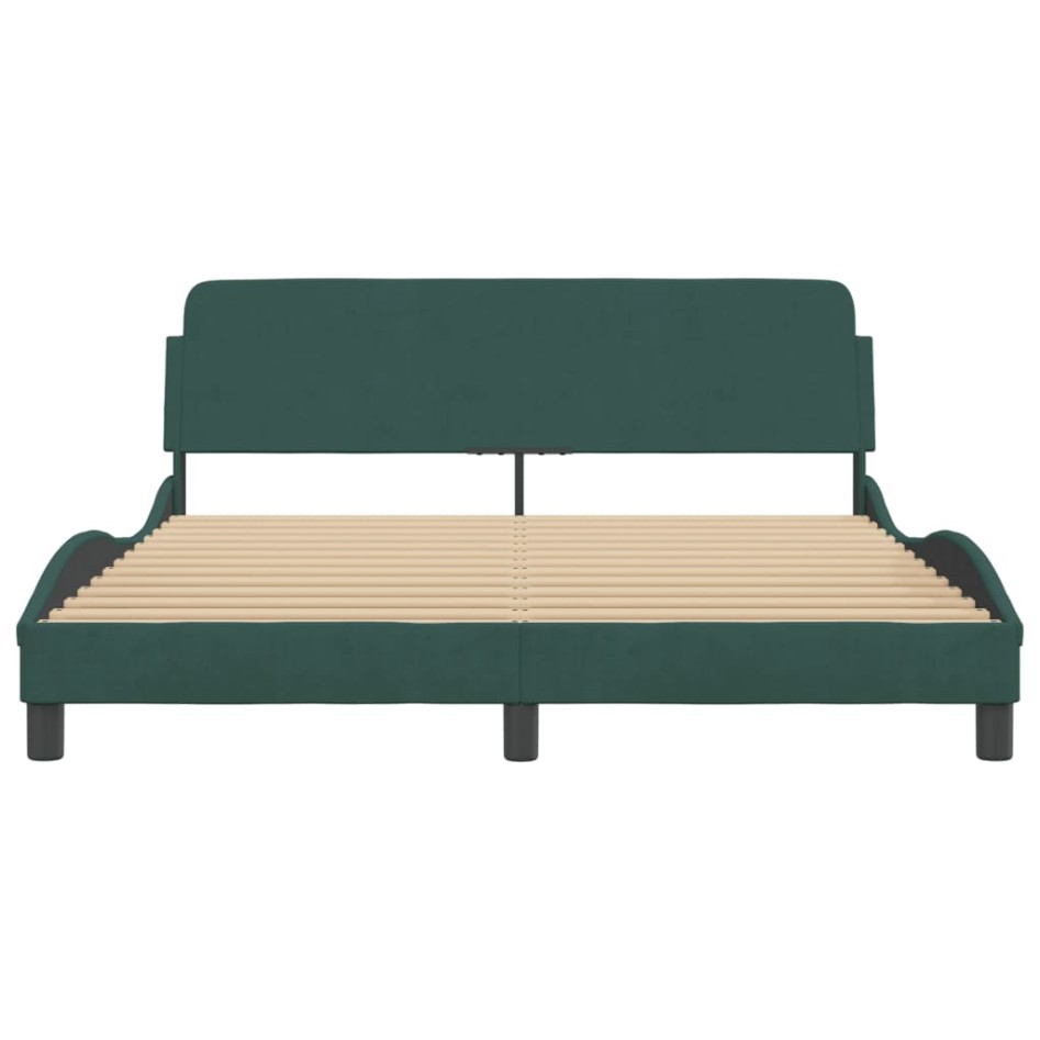 Estructura cama sin colchón terciopelo verde oscuro 160x200