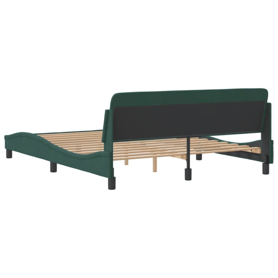Estructura cama sin colchón terciopelo verde oscuro 160x200