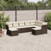 Set de sofás de jardín 9 pzas y cojines ratán sintético marrón