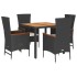 Set de muebles jardín 5 pzas con cojines ratán sintético