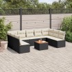 Set de sofás de jardín 10 pzas cojines ratán sintético negro