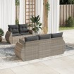 Set de sofás de jardín 6 pzas y cojines ratán sintético gris
