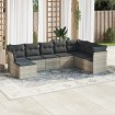 Set de sofás de jardín 8 pzas y cojines ratán sintético gris