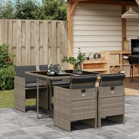 Set comedor de jardín 5 piezas con cojines ratán sintético