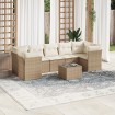 Juego de sofás de jardín con cojines beige 8 pzas ratán PE