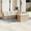 Juego de sofás de jardín con cojines beige 8 pzas ratán PE